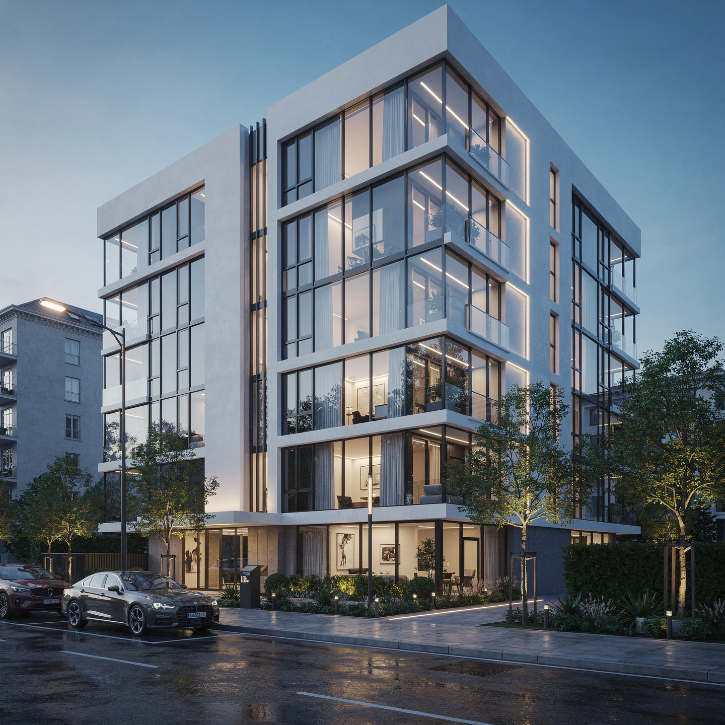 Prédio moderno de apartamentos AirBNB